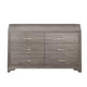 Aaz 58" Wide Dresser | 6 Drawers | Silver H&les | Weathered Gray