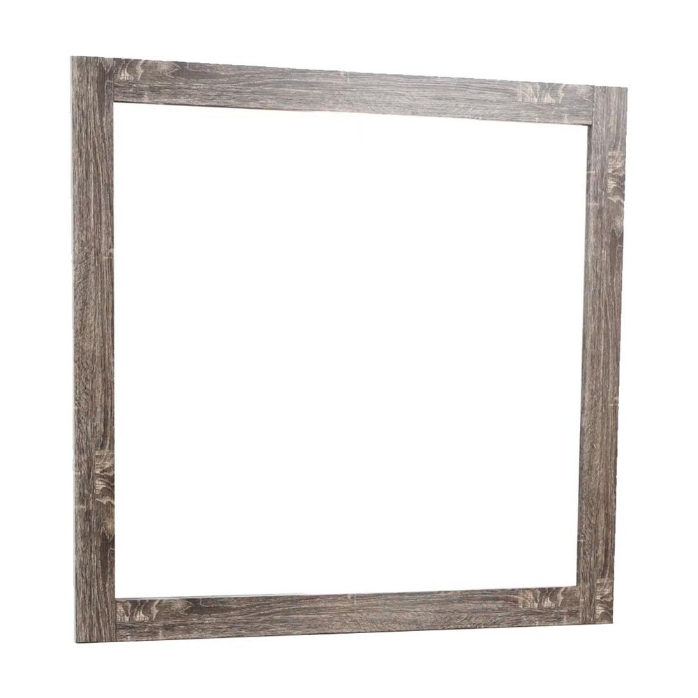 Ency Dresser Mirror | Framed Border | Textured Brown 38x43 Rectangular