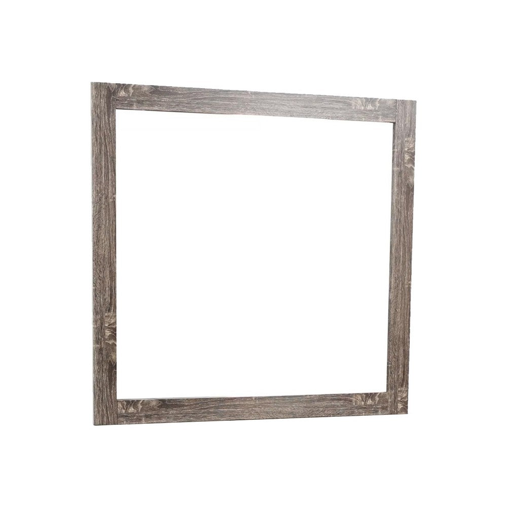 Ency Dresser Mirror | Framed Border | Textured Brown 38x43 Rectangular