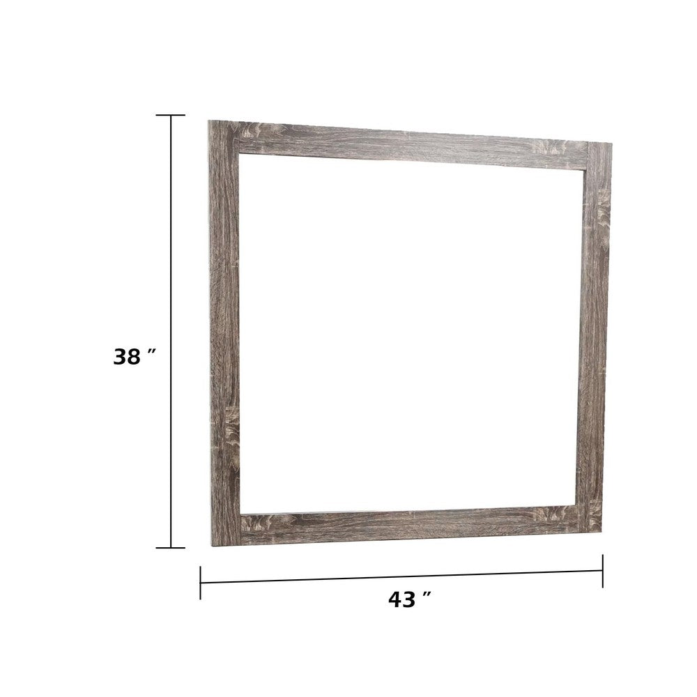 Ency Dresser Mirror | Framed Border | Textured Brown 38x43 Rectangular
