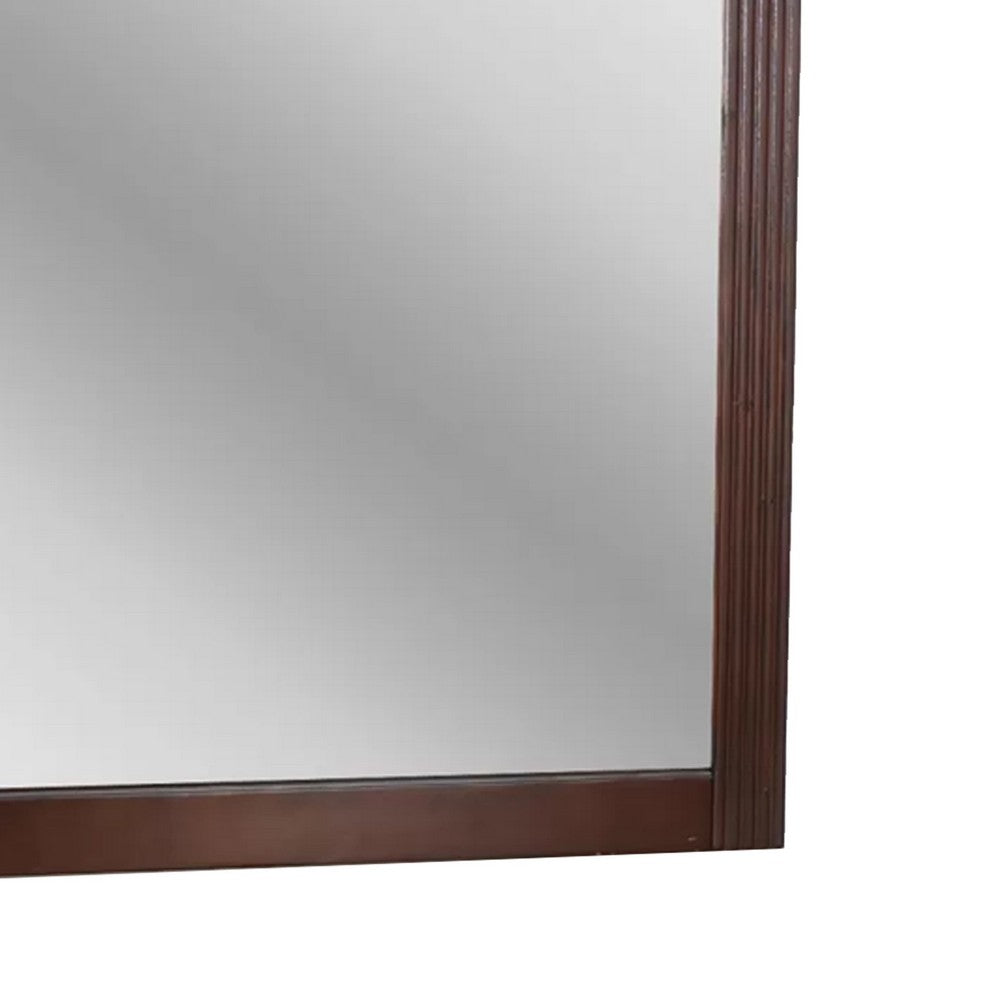 Ansa Arched Dresser Mirror | Carved Frame | Dark Cherry Brown Wood 37x41