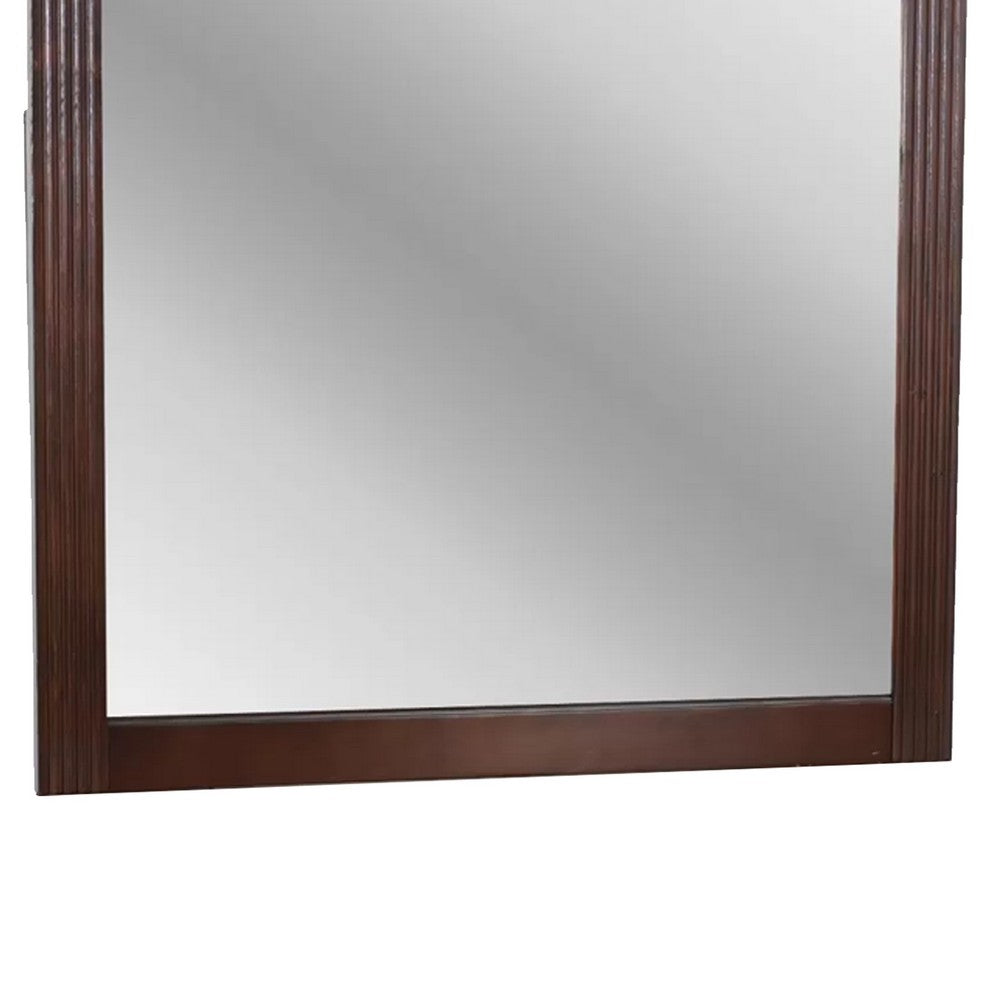 Ansa Arched Dresser Mirror | Carved Frame | Dark Cherry Brown Wood 37x41