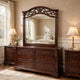 Ansa Arched Dresser Mirror | Carved Frame | Dark Cherry Brown Wood 37x41