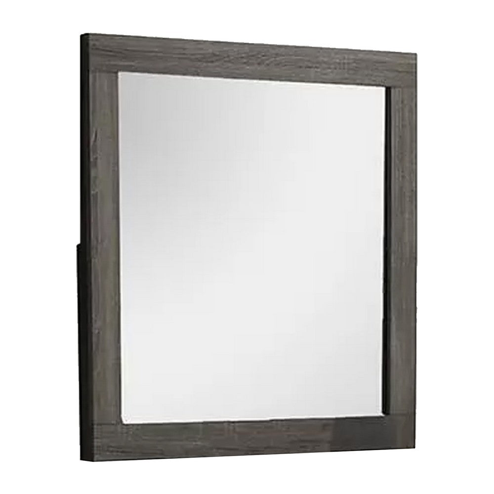 Luyi Dresser Mirror | Framed Border | Textured Foil Gray 35" Square