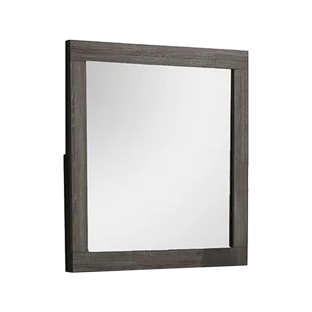 Luyi Dresser Mirror | Framed Border | Textured Foil Gray 35" Square