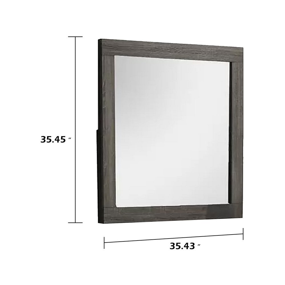 Luyi Dresser Mirror | Framed Border | Textured Foil Gray 35" Square