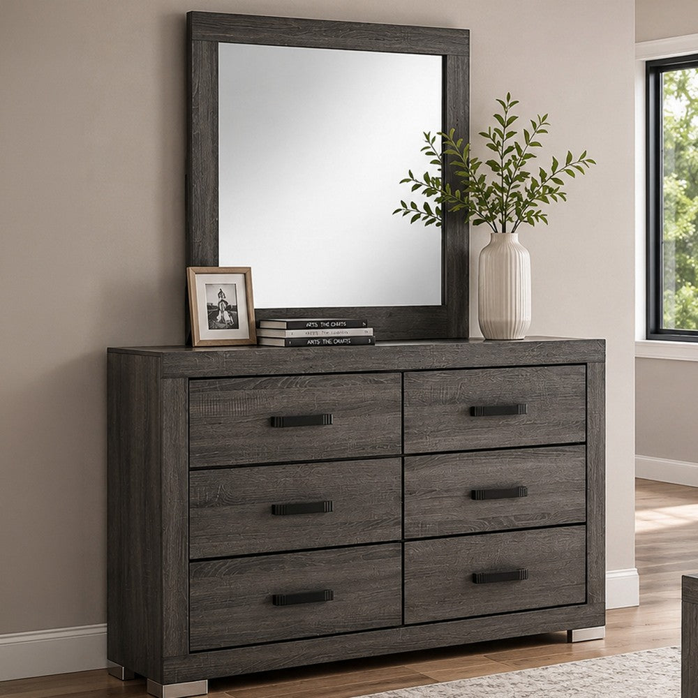 Luyi Dresser Mirror | Framed Border | Textured Foil Gray 35" Square