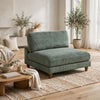 Yama Modular Armless Accent Chair | Foam Fill | Sage Green Corduroy
