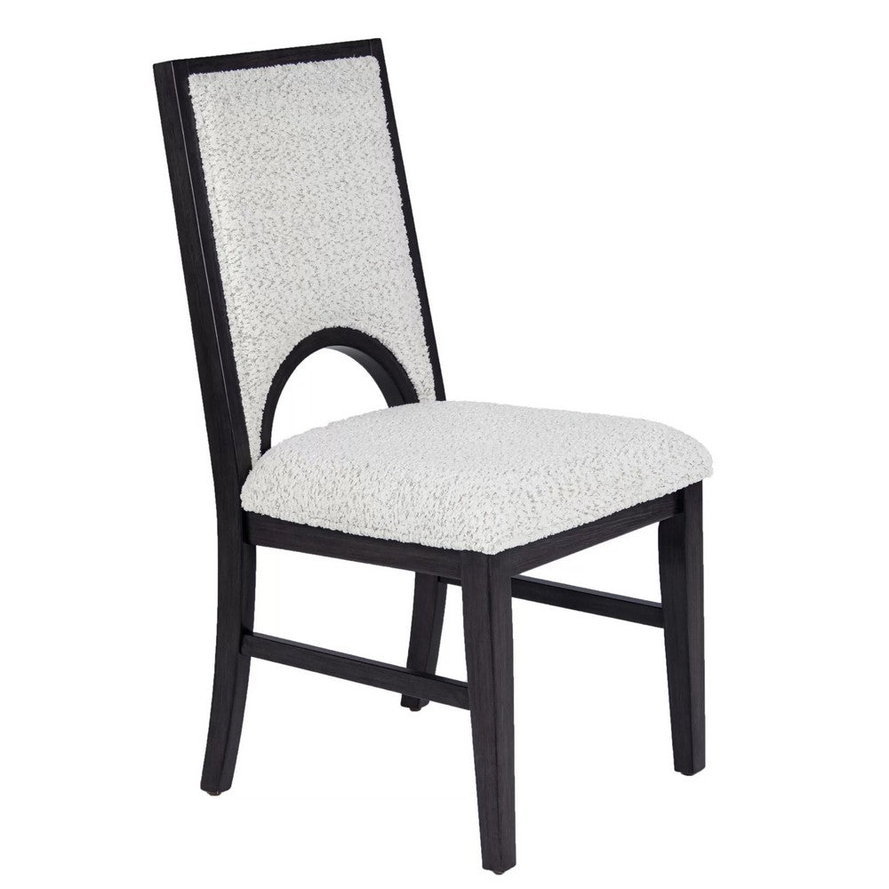 Alok Dining Side Chair Set of 2 | Arch Cutout Back | White Cushions | Black