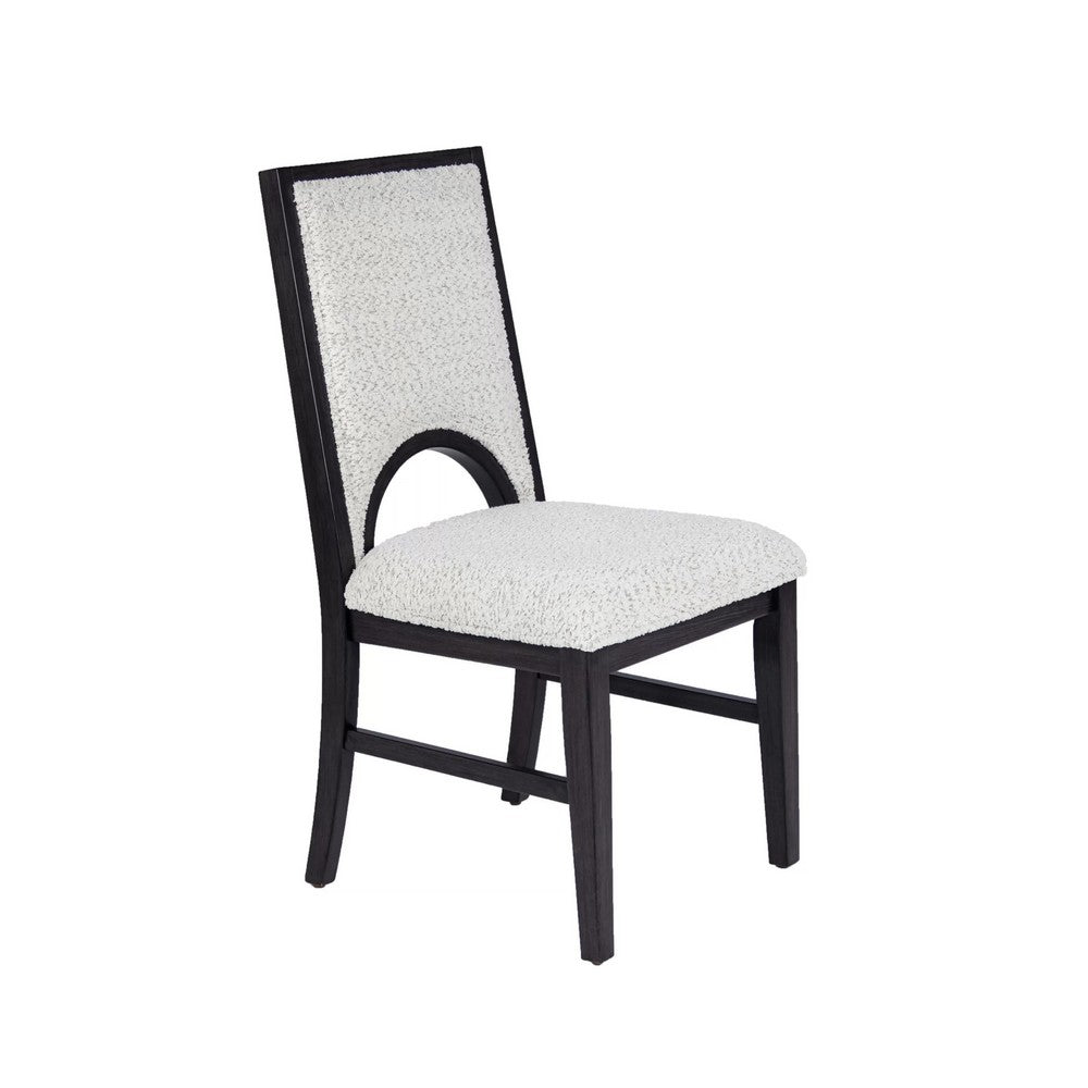 Alok Dining Side Chair Set of 2 | Arch Cutout Back | White Cushions | Black