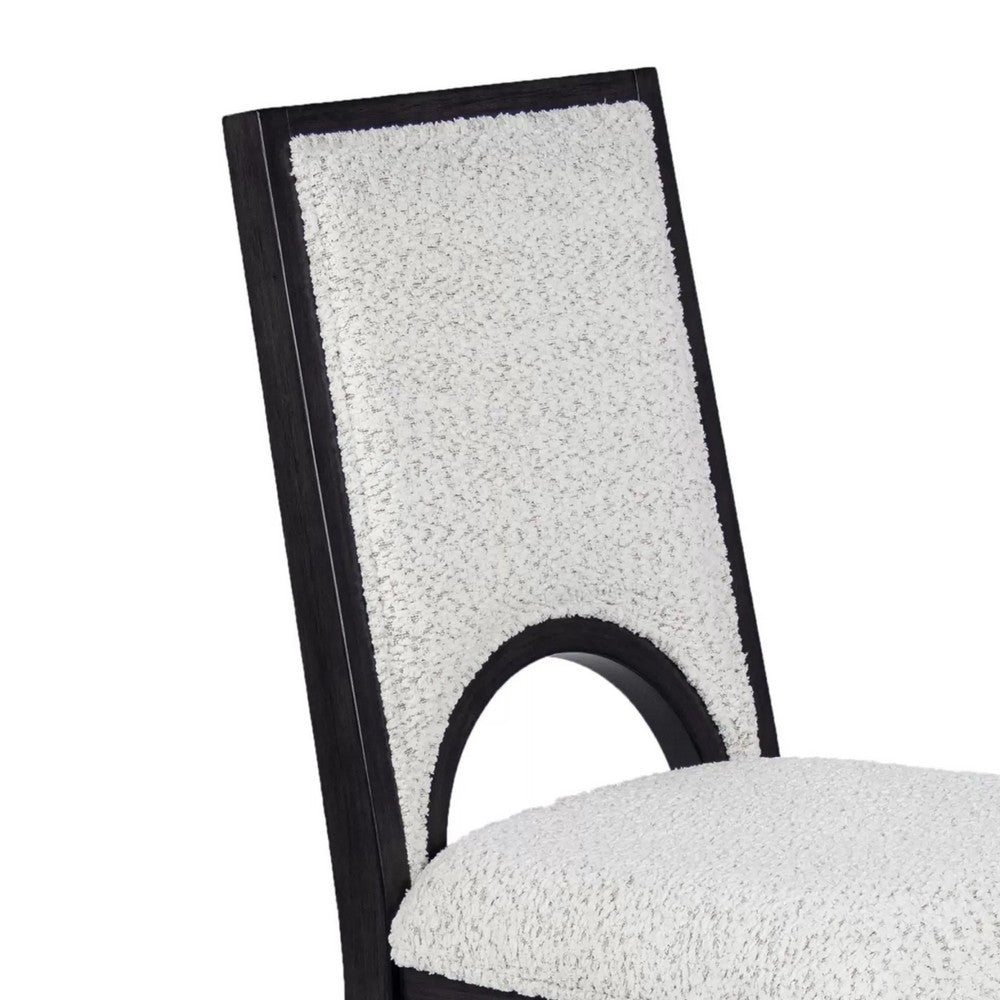 Alok Dining Side Chair Set of 2 | Arch Cutout Back | White Cushions | Black