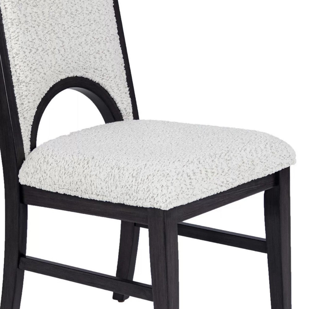 Alok Dining Side Chair Set of 2 | Arch Cutout Back | White Cushions | Black