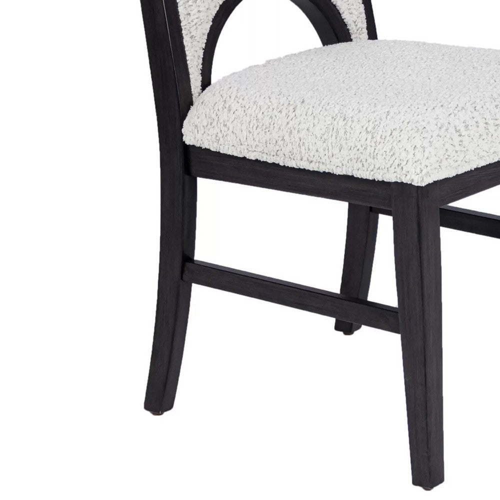 Alok Dining Side Chair Set of 2 | Arch Cutout Back | White Cushions | Black