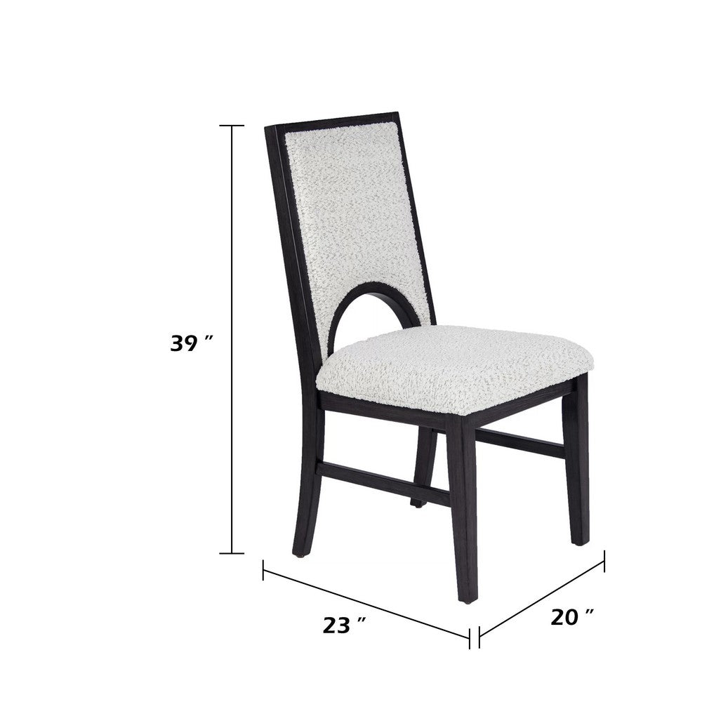 Alok Dining Side Chair Set of 2 | Arch Cutout Back | White Cushions | Black