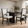 Alok Dining Side Chair Set of 2 | Arch Cutout Back | White Cushions | Black