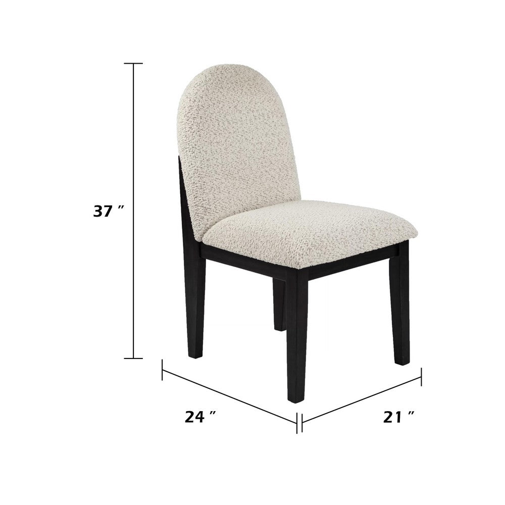 Sima Dining Side Chair Set of 2 | Arched Back | White Cushions | Black Frame