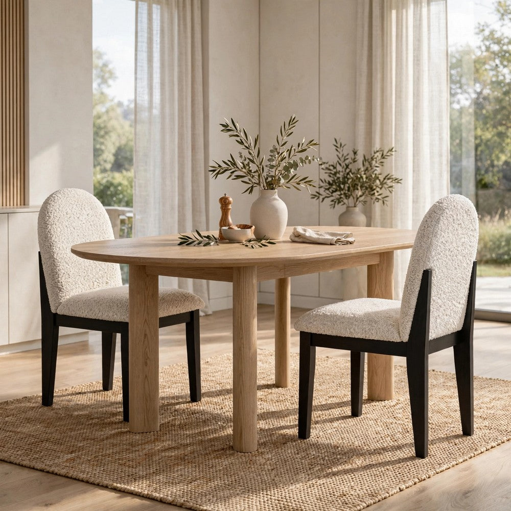Sima Dining Side Chair Set of 2 | Arched Back | White Cushions | Black Frame