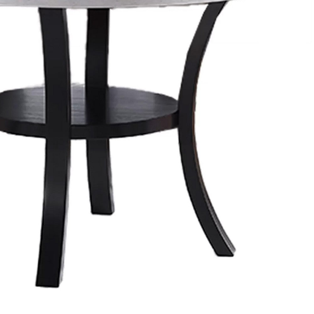Pera Dining Table w Shelf | Curved Legs | White & Black | 40" Round