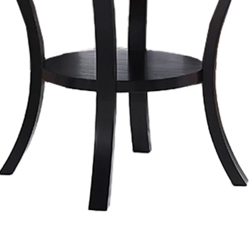 Pera Dining Table w Shelf | Curved Legs | White & Black | 40" Round