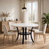 Pera Dining Table w Shelf | Curved Legs | White & Black | 40" Round