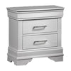 Shoba Nightst& | 2 Textured Drawers | Faux Diamond Inlaid H&les | White
