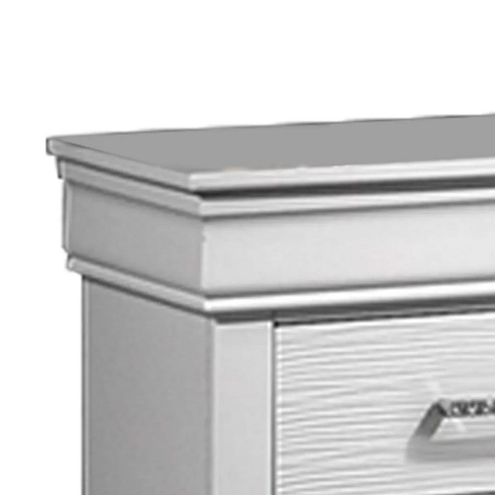 Shoba Nightst& | 2 Textured Drawers | Faux Diamond Inlaid H&les | White