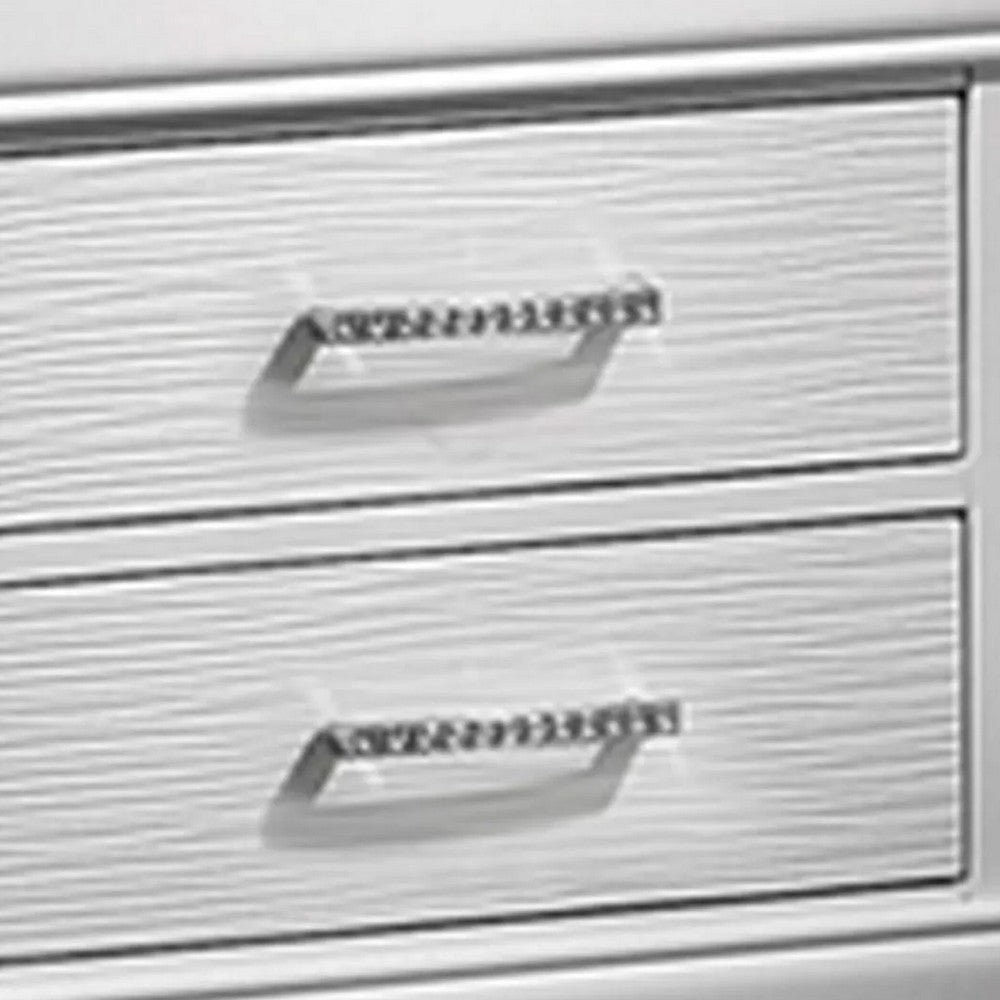 Shoba Nightst& | 2 Textured Drawers | Faux Diamond Inlaid H&les | White