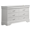 Shoba Wide Dresser | 6 Textured Drawers | Faux Diamond H&les | White
