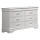Shoba Wide Dresser | 6 Textured Drawers | Faux Diamond H&les | White