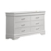 Shoba Wide Dresser | 6 Textured Drawers | Faux Diamond H&les | White