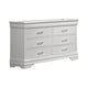 Shoba Wide Dresser | 6 Textured Drawers | Faux Diamond H&les | White
