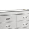 Shoba Wide Dresser | 6 Textured Drawers | Faux Diamond H&les | White
