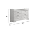 Shoba Wide Dresser | 6 Textured Drawers | Faux Diamond H&les | White
