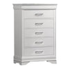 Shoba Tall Dresser Chest | 5 Textured Drawers | Faux Diamond H&les | White