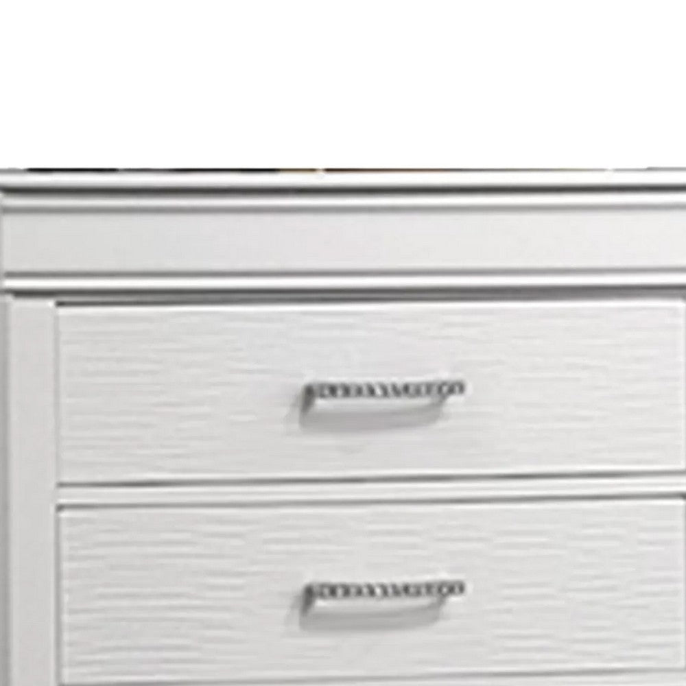 Shoba Tall Dresser Chest | 5 Textured Drawers | Faux Diamond H&les | White