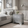 Kiol Nightst& | 2 Drawers | Glitter Stripes | Crystal H&les | Gray