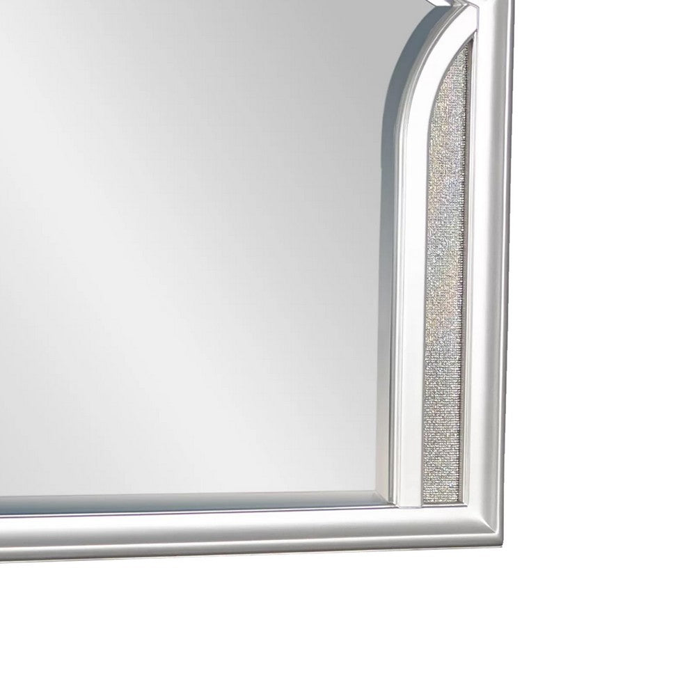 Dresser Mirror w LED | Double Arched Top | Glitter Stripes | Silver 40x48
