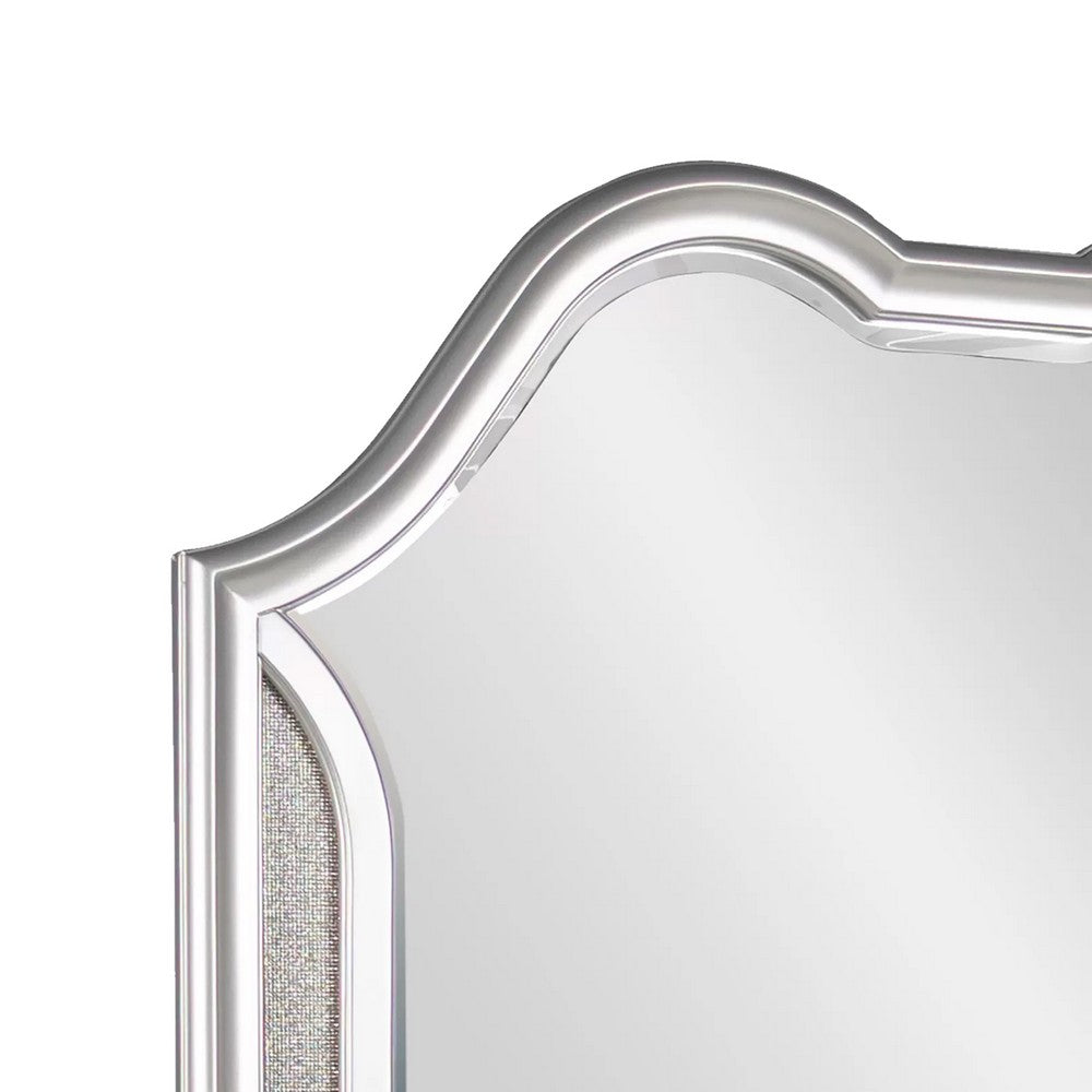 Dresser Mirror w LED | Double Arched Top | Glitter Stripes | Silver 40x48
