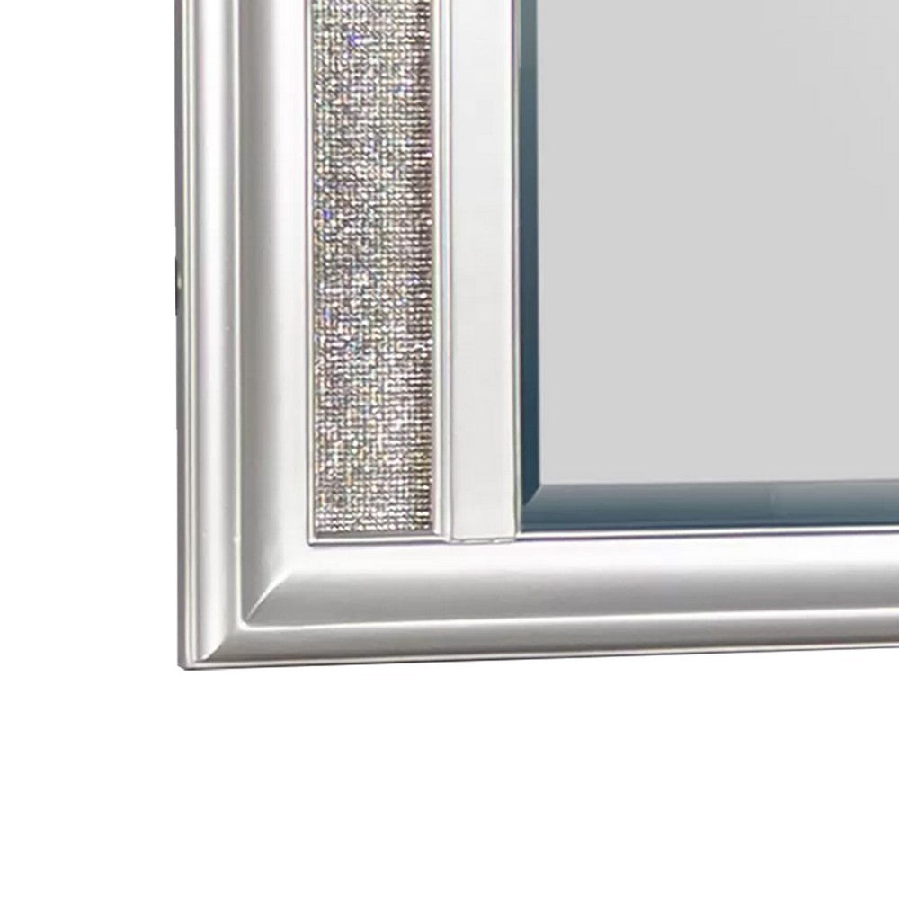 Dresser Mirror w LED | Double Arched Top | Glitter Stripes | Silver 40x48