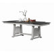 Chavi Dining Table w 2 Leaves | Antique White Trestle | Gray 66-94"