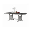Chavi Dining Table w 2 Leaves | Antique White Trestle | Gray 66-94"