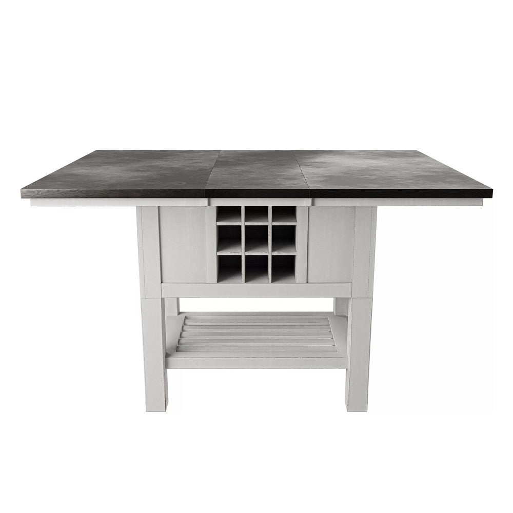 Chavi Counter Table w Leaf | 1 Drawer | Antique White | Gray 60-78"