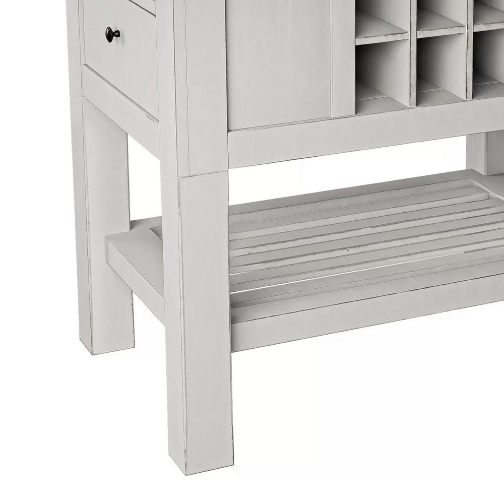 Chavi Counter Table w Leaf | 1 Drawer | Antique White | Gray 60-78"