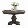 Gemi Dining Table | Chevron Top | Pedestal Base | Oak Brown 54" Round