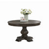 Gemi Dining Table | Chevron Top | Pedestal Base | Oak Brown 54" Round