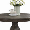 Gemi Dining Table | Chevron Top | Pedestal Base | Oak Brown 54" Round