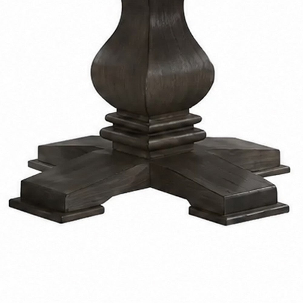 Gemi Dining Table | Chevron Top | Pedestal Base | Oak Brown 54" Round