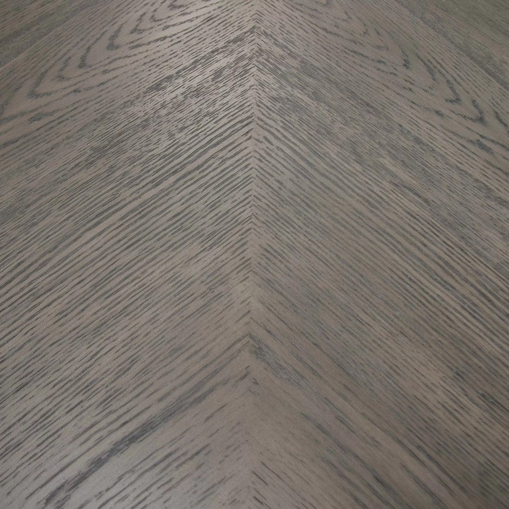 Gemi Dining Table | Chevron Top | Pedestal Base | Oak Brown 54" Round