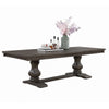 Gemi Dining Table | Chevron Top | Double Pedestal | Oak Brown 76-94"