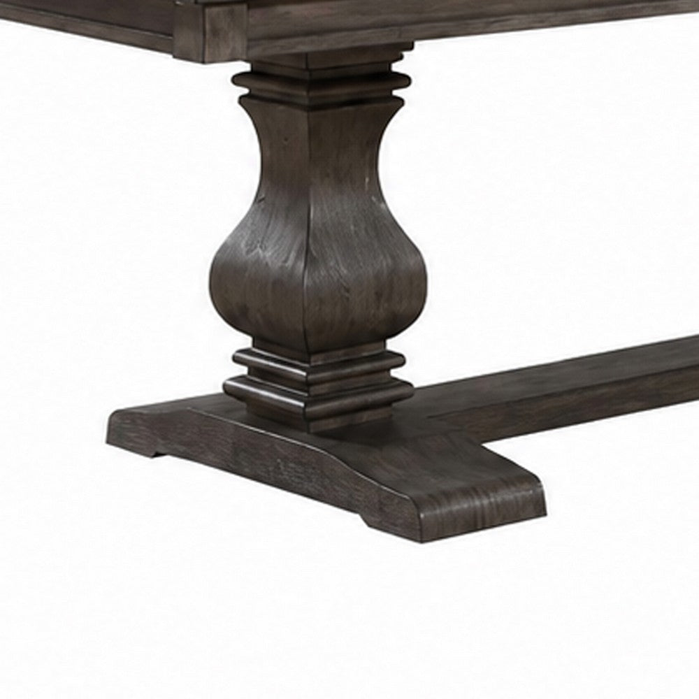 Gemi Dining Table | Chevron Top | Double Pedestal | Oak Brown 76-94"